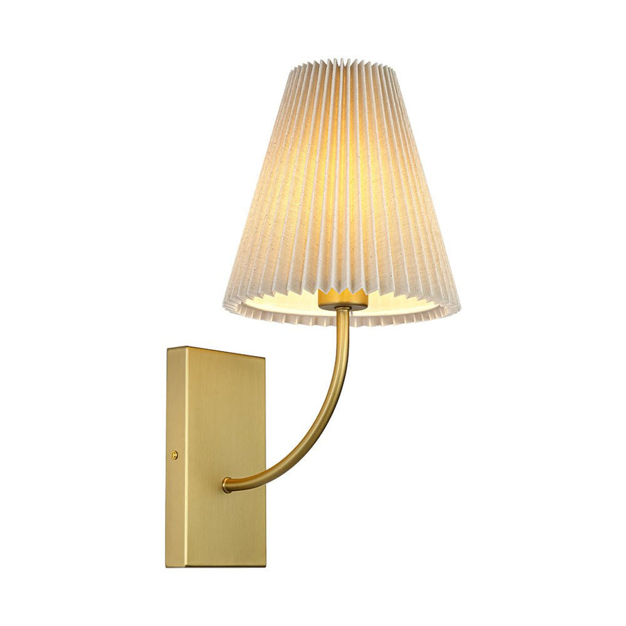 LightFixturesUSA - French Elegant 1 - Light Pleated Fabric Wall Lamp - Wall Sconce - Brass - 