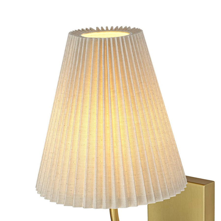 LightFixturesUSA - French Elegant 1 - Light Pleated Fabric Wall Lamp - Wall Sconce - Brass - 