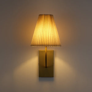 LightFixturesUSA - French Elegant 1 - Light Pleated Fabric Wall Lamp - Wall Sconce - Brass - 