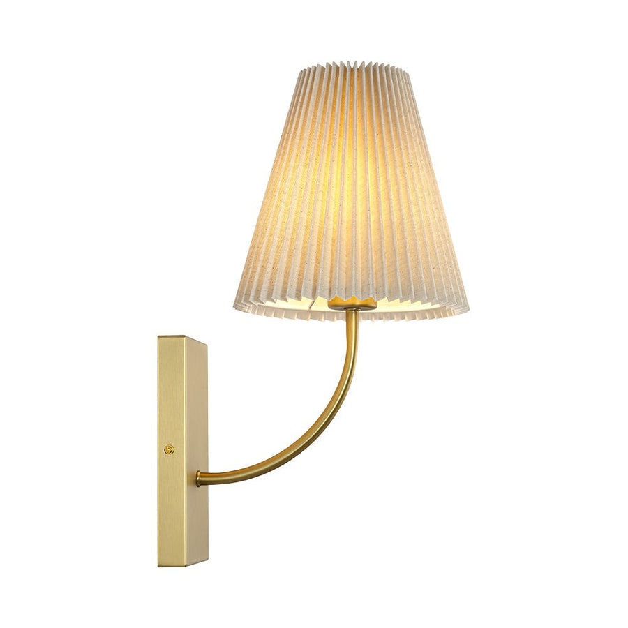 LightFixturesUSA - French Elegant 1 - Light Pleated Fabric Wall Lamp - Wall Sconce - Brass - 