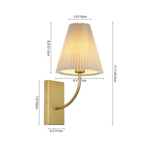 LightFixturesUSA - French Elegant 1 - Light Pleated Fabric Wall Lamp - Wall Sconce - Brass - 