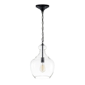 LightFixturesUSA - French Farmhouse 1 - Light Glass Bell Kitchen Pendant Light - Pendant Light - Black - 