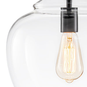 LightFixturesUSA - French Farmhouse 1 - Light Glass Bell Kitchen Pendant Light - Pendant Light - Black - 