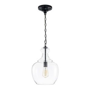 LightFixturesUSA - French Farmhouse 1 - Light Glass Bell Kitchen Pendant Light - Pendant Light - Black - 