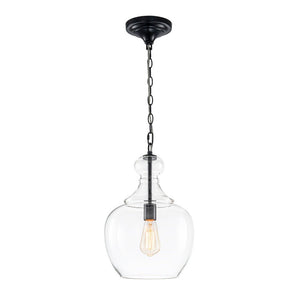 LightFixturesUSA - French Farmhouse 1 - Light Glass Bell Kitchen Pendant Light - Pendant Light - Black - 