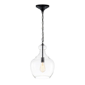 LightFixturesUSA - French Farmhouse 1 - Light Glass Bell Kitchen Pendant Light - Pendant Light - Black - 