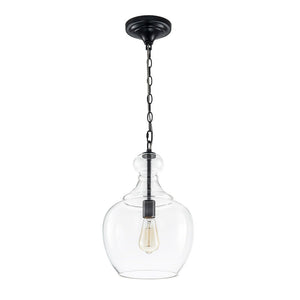 LightFixturesUSA - French Farmhouse 1 - Light Glass Bell Kitchen Pendant Light - Pendant Light - Black - 