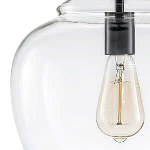 LightFixturesUSA - French Farmhouse 1 - Light Glass Bell Kitchen Pendant Light - Pendant Light - Black - 