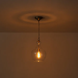 LightFixturesUSA - French Farmhouse 1 - Light Glass Bell Kitchen Pendant Light - Pendant Light - Brass - 