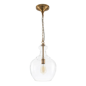 LightFixturesUSA - French Farmhouse 1 - Light Glass Bell Kitchen Pendant Light - Pendant Light - Brass - 