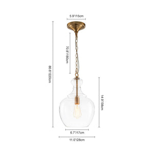 LightFixturesUSA - French Farmhouse 1 - Light Glass Bell Kitchen Pendant Light - Pendant Light - Brass - 