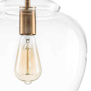 LightFixturesUSA - French Farmhouse 1 - Light Glass Bell Kitchen Pendant Light - Pendant Light - Brass - 