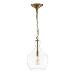 LightFixturesUSA - French Farmhouse 1 - Light Glass Bell Kitchen Pendant Light - Pendant Light - Brass - 