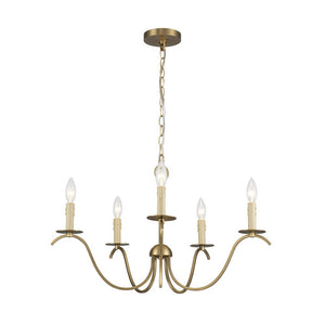 LightFixturesUSA - French Farmhouse 5 - Light Brass Candle Style Chandelier - Chandelier - Brass - 