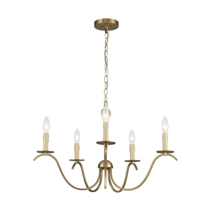 LightFixturesUSA - French Farmhouse 5 - Light Brass Candle Style Chandelier - Chandelier - Brass - 