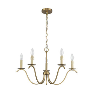 LightFixturesUSA - French Farmhouse 5 - Light Brass Candle Style Chandelier - Chandelier - Brass - 