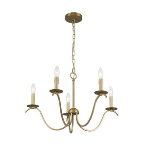 LightFixturesUSA - French Farmhouse 5 - Light Brass Candle Style Chandelier - Chandelier - Brass - 