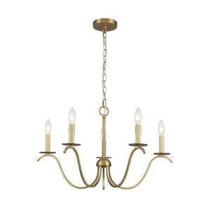 LightFixturesUSA - French Farmhouse 5 - Light Brass Candle Style Chandelier - Chandelier - Brass - 