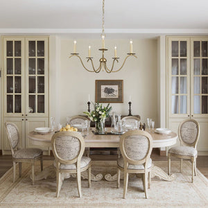 LightFixturesUSA - French Farmhouse 5 - Light Brass Candle Style Chandelier - Chandelier - Brass - 