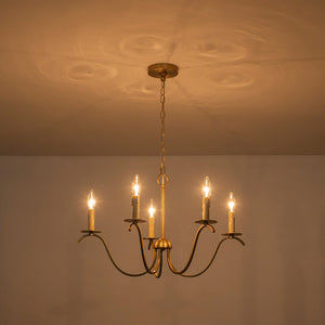 LightFixturesUSA - French Farmhouse 5 - Light Brass Candle Style Chandelier - Chandelier - Brass - 