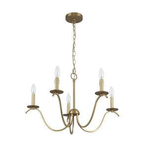 LightFixturesUSA - French Farmhouse 5 - Light Brass Candle Style Chandelier - Chandelier - Brass - 