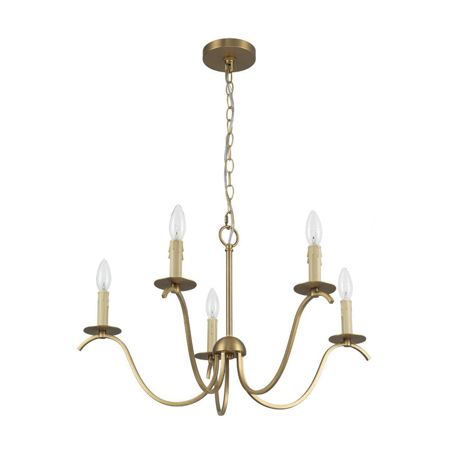 LightFixturesUSA - French Farmhouse 5 - Light Brass Candle Style Chandelier - Chandelier - Brass - 