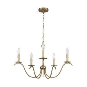 LightFixturesUSA - French Farmhouse 5 - Light Brass Candle Style Chandelier - Chandelier - Brass - 