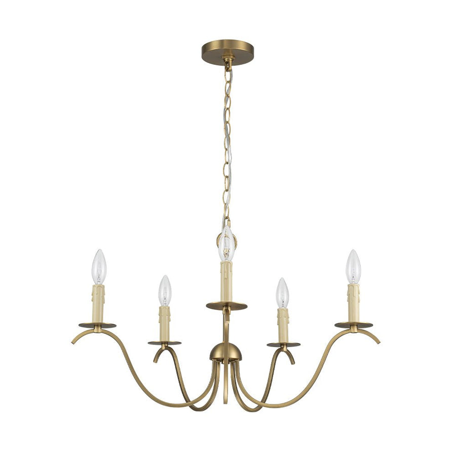 LightFixturesUSA - French Farmhouse 5 - Light Brass Candle Style Chandelier - Chandelier - Brass - 
