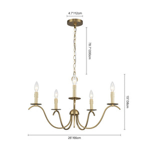 LightFixturesUSA - French Farmhouse 5 - Light Brass Candle Style Chandelier - Chandelier - Brass - 