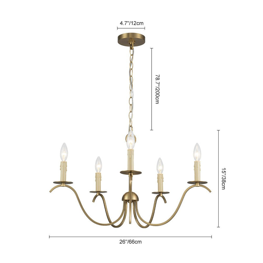 LightFixturesUSA - French Farmhouse 5 - Light Brass Candle Style Chandelier - Chandelier - Brass - 