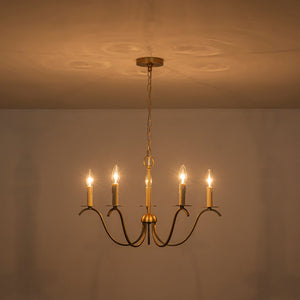 LightFixturesUSA - French Farmhouse 5 - Light Brass Candle Style Chandelier - Chandelier - Brass - 