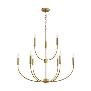 LightFixturesUSA - French Farmhouse Brass 2 - Tiered Candle Style Chandelier - Chandelier - Brass - 