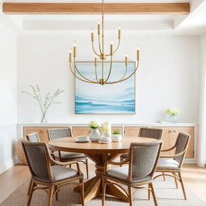 LightFixturesUSA - French Farmhouse Brass 2 - Tiered Candle Style Chandelier - Chandelier - Brass - 