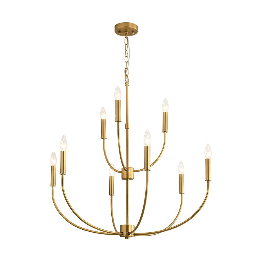 LightFixturesUSA - French Farmhouse Brass 2 - Tiered Candle Style Chandelier - Chandelier - Brass - 