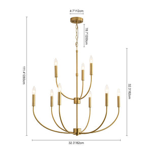 LightFixturesUSA - French Farmhouse Brass 2 - Tiered Candle Style Chandelier - Chandelier - Brass - 