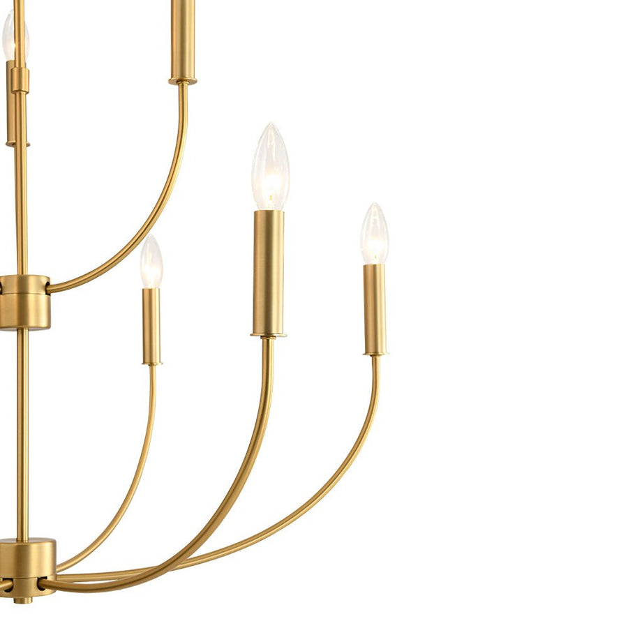 LightFixturesUSA - French Farmhouse Brass 2 - Tiered Candle Style Chandelier - Chandelier - Brass - 