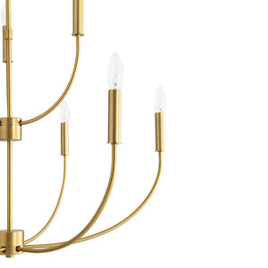 LightFixturesUSA - French Farmhouse Brass 2 - Tiered Candle Style Chandelier - Chandelier - Brass - 