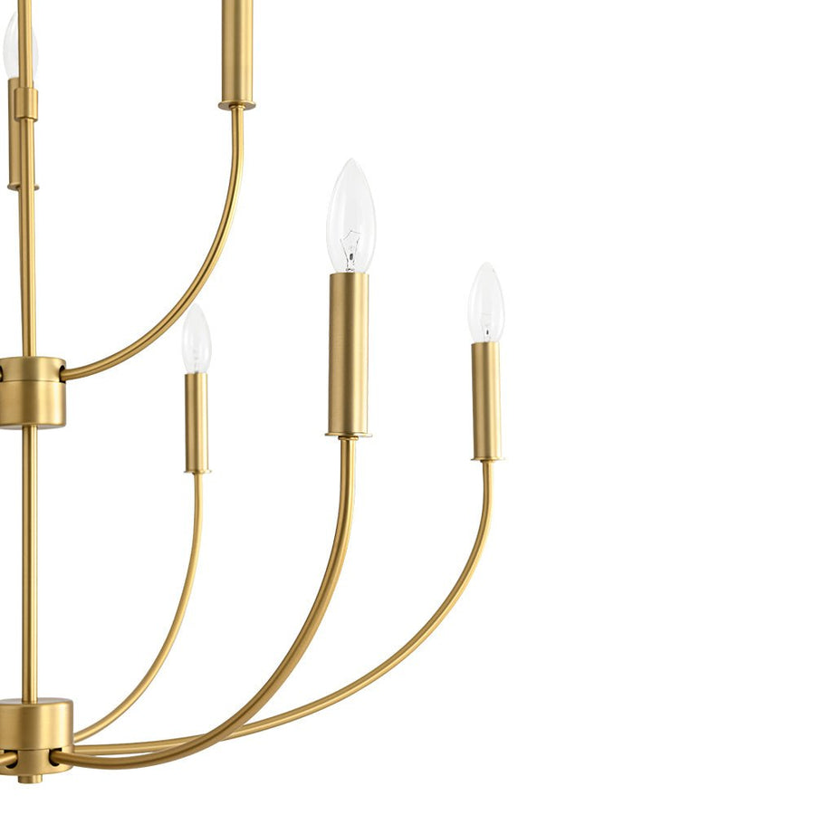 LightFixturesUSA - French Farmhouse Brass 2 - Tiered Candle Style Chandelier - Chandelier - Brass - 