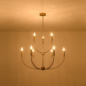 LightFixturesUSA - French Farmhouse Brass 2 - Tiered Candle Style Chandelier - Chandelier - Brass - 