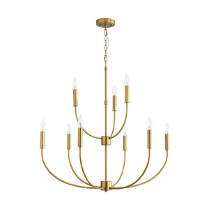LightFixturesUSA - French Farmhouse Brass 2 - Tiered Candle Style Chandelier - Chandelier - Brass - 