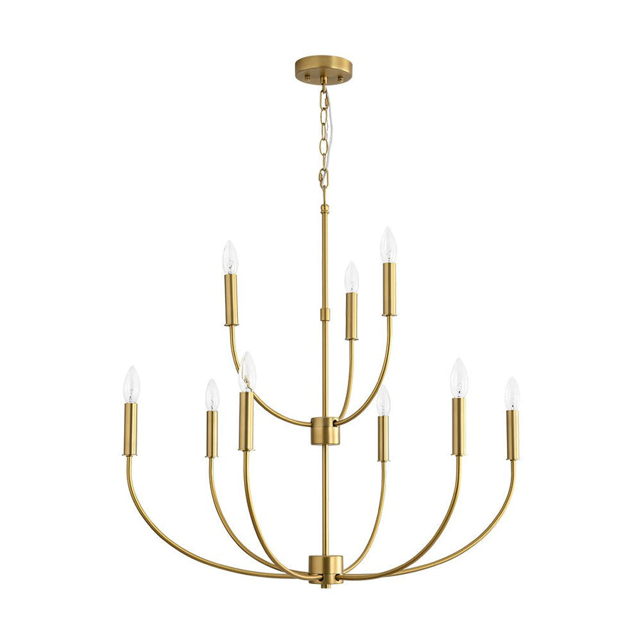 LightFixturesUSA - French Farmhouse Brass 2 - Tiered Candle Style Chandelier - Chandelier - Brass - 