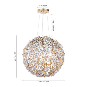 LightFixturesUSA - French Gold Blossom Crystal Floral Orb Chandelier - Chandelier - 20in./6 - Lt (Sale Ends Oct 11) - 