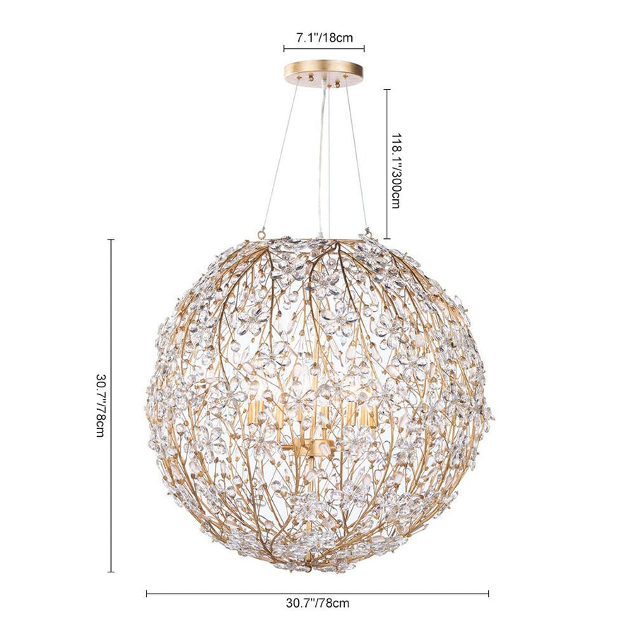 LightFixturesUSA - French Gold Blossom Crystal Floral Orb Chandelier - Chandelier - 20in./6 - Lt (Sale Ends Oct 11) - 