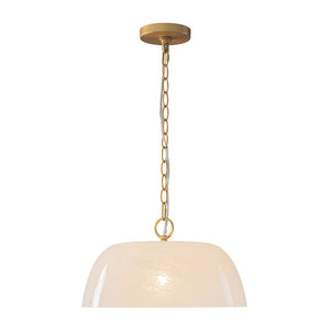 LightFixturesUSA - French Luxe 1 - Light White Clouded Glass Round Pendant - Pendant Light - Brass - 