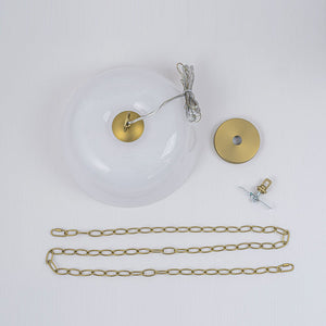 LightFixturesUSA - French Luxe 1 - Light White Clouded Glass Round Pendant - Pendant Light - Brass - 