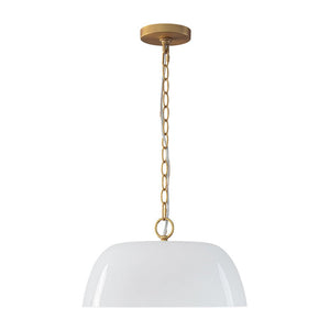 LightFixturesUSA - French Luxe 1 - Light White Clouded Glass Round Pendant - Pendant Light - Brass - 