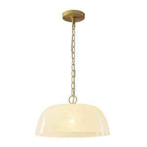 LightFixturesUSA - French Luxe 1 - Light White Clouded Glass Round Pendant - Pendant Light - Brass - 