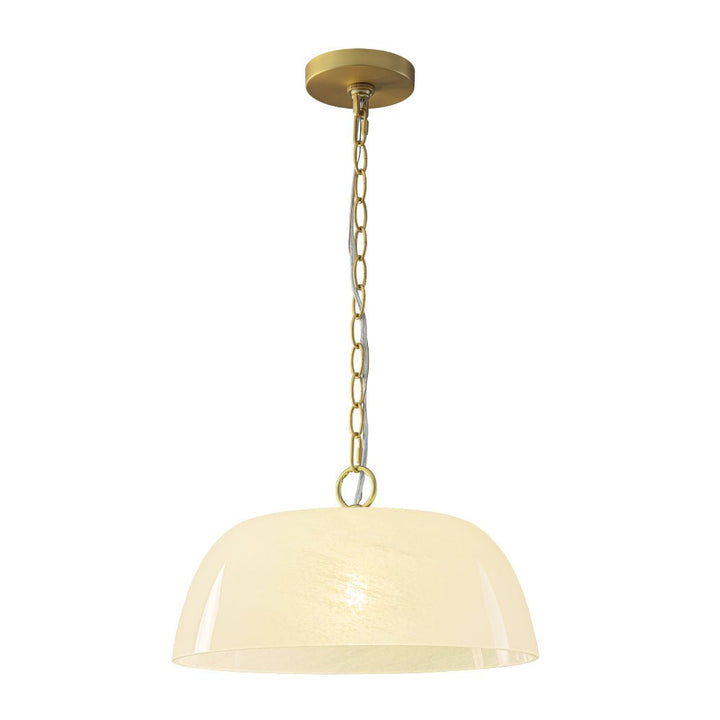 LightFixturesUSA - French Luxe 1 - Light White Clouded Glass Round Pendant - Pendant Light - Brass - 