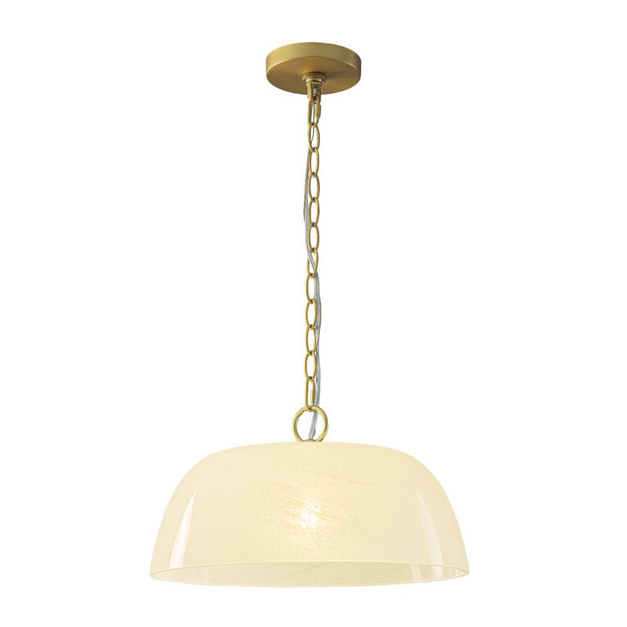 LightFixturesUSA - French Luxe 1 - Light White Clouded Glass Round Pendant - Pendant Light - Brass - 