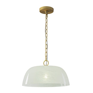 LightFixturesUSA - French Luxe 1 - Light White Clouded Glass Round Pendant - Pendant Light - Brass - 
